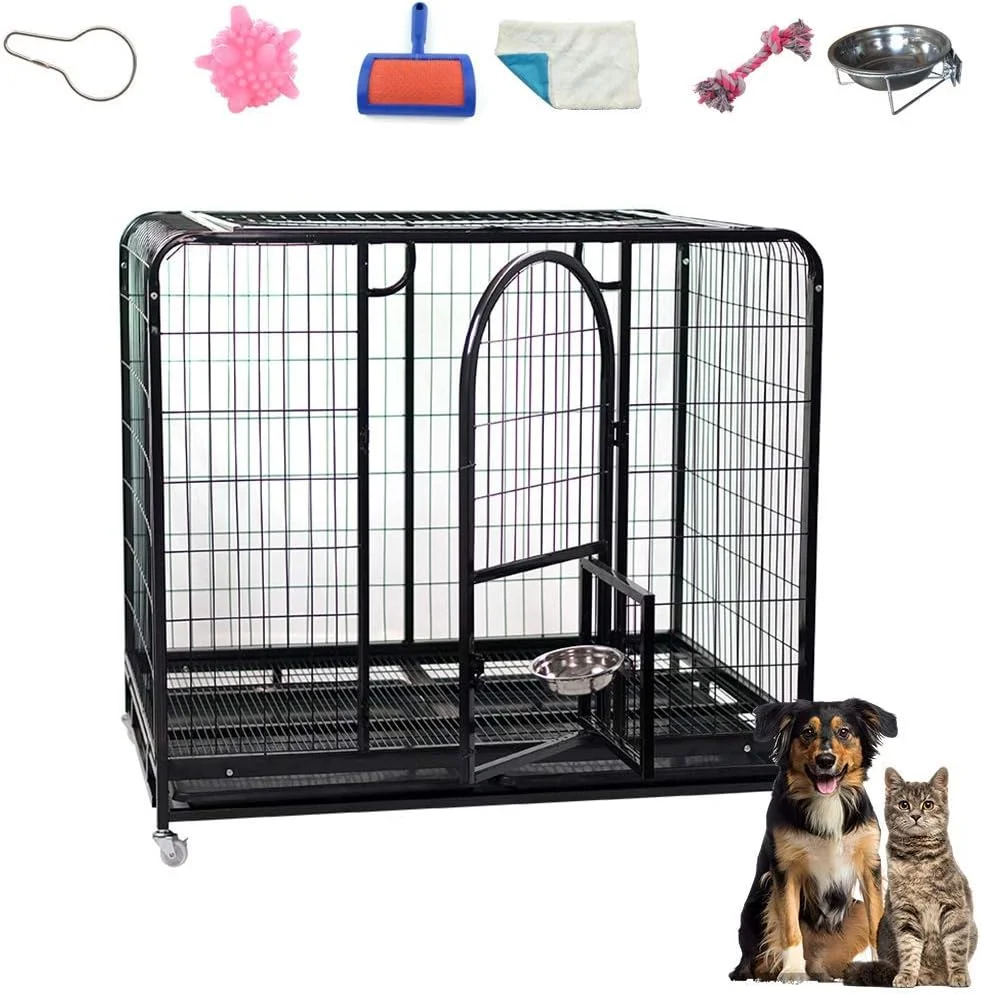 قفس سگ سنگین WYJW، لانه توله سگ با سینی ضخیم، جداکننده حصار گربه و سگ با توالت، 5 سایز مناسب برای سگ های بزرگ، متوسط و کوچک، XXL قفس سگ سنگین WYJW، لانه توله سگ با سینی ضخیم، جداکننده حصار گربه و سگ با توالت، 5 سایز مناسب برای سگ های بزرگ، متوسط و کوچک، XXL