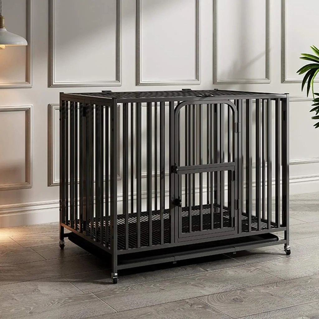 قفس سگ فلزی لوله مربعی کامل داخلی WYJW، تاشو، مناسب سگ بزرگ و متوسط، دارای توالت، قفس حیوانات خانگی، لانه سگ با سینی و چرخ (سایز: L) قفس سگ فلزی لوله مربعی کامل داخلی WYJW، تاشو، مناسب سگ بزرگ و متوسط، دارای توالت، قفس حیوانات خانگی، لانه سگ با سینی و چرخ (سایز: L)