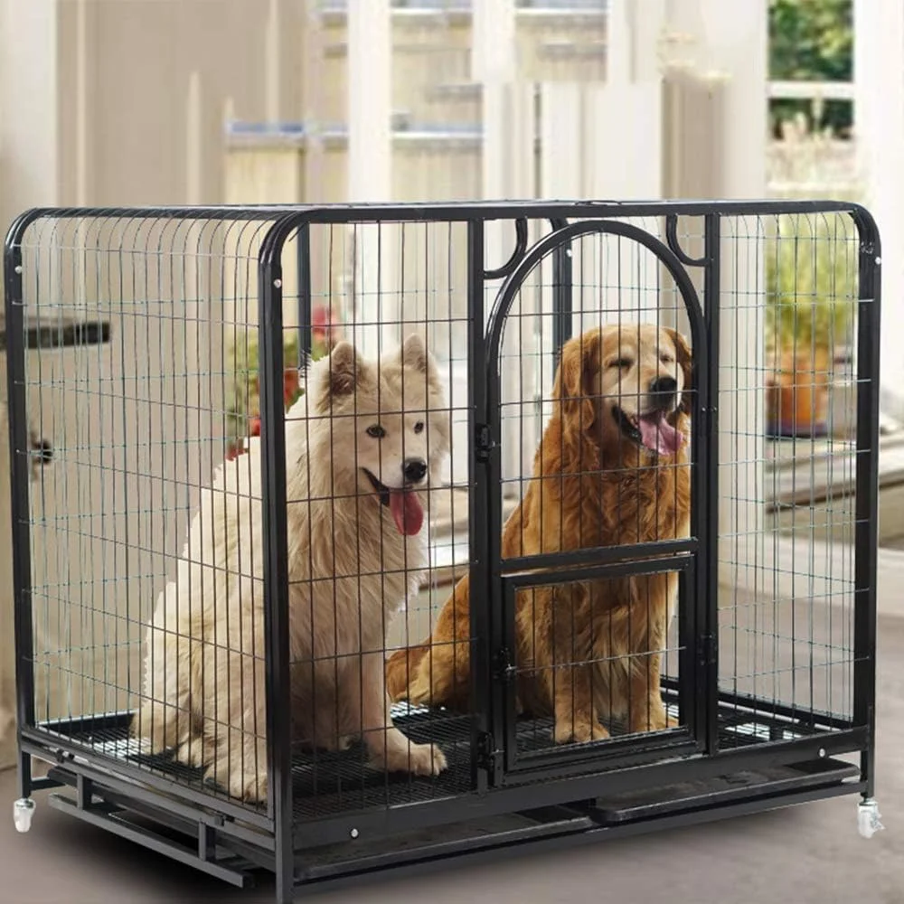 قفس سگ سنگین WYJW، لانه توله سگ با سینی ضخیم، جداکننده حصار گربه و سگ با توالت، 5 سایز مناسب برای سگ های بزرگ، متوسط ​​و کوچک، XXL