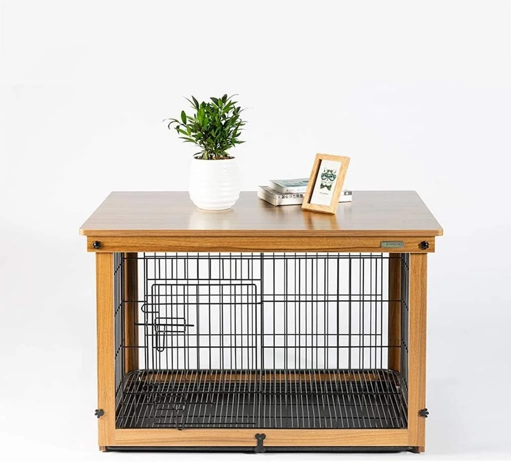 قفس سگ WYJW، حصار داخلی، قفس گربه چوبی، قفس سگ بیرونی، خانه سگ، توری نردبانی به همراه سینی ABS (سایز: M)