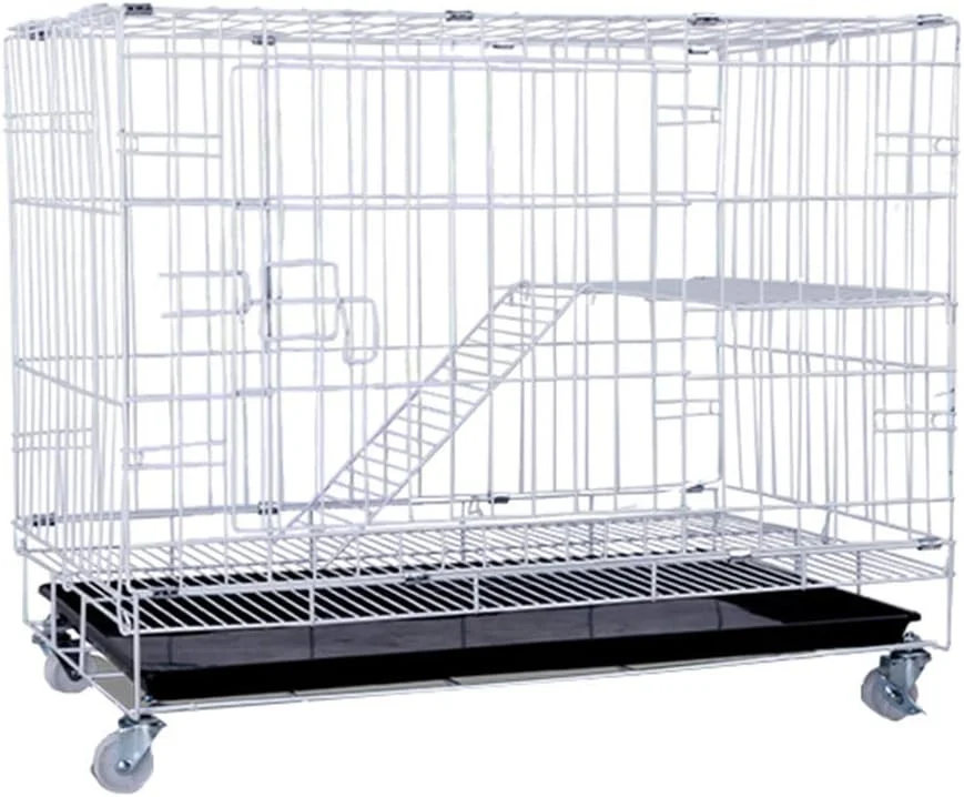 قفس گربه WYJW، حصار گربه سرپوشیده، محوطه بازی توله سگ، خانه فلزی گربه با نردبان سکو، جعبه حمل و نقل، سفید، 90 * 57 * 74 سانتی متر (رنگ: سفید، اندازه: 76 * 50 * 65 سانتی متر)