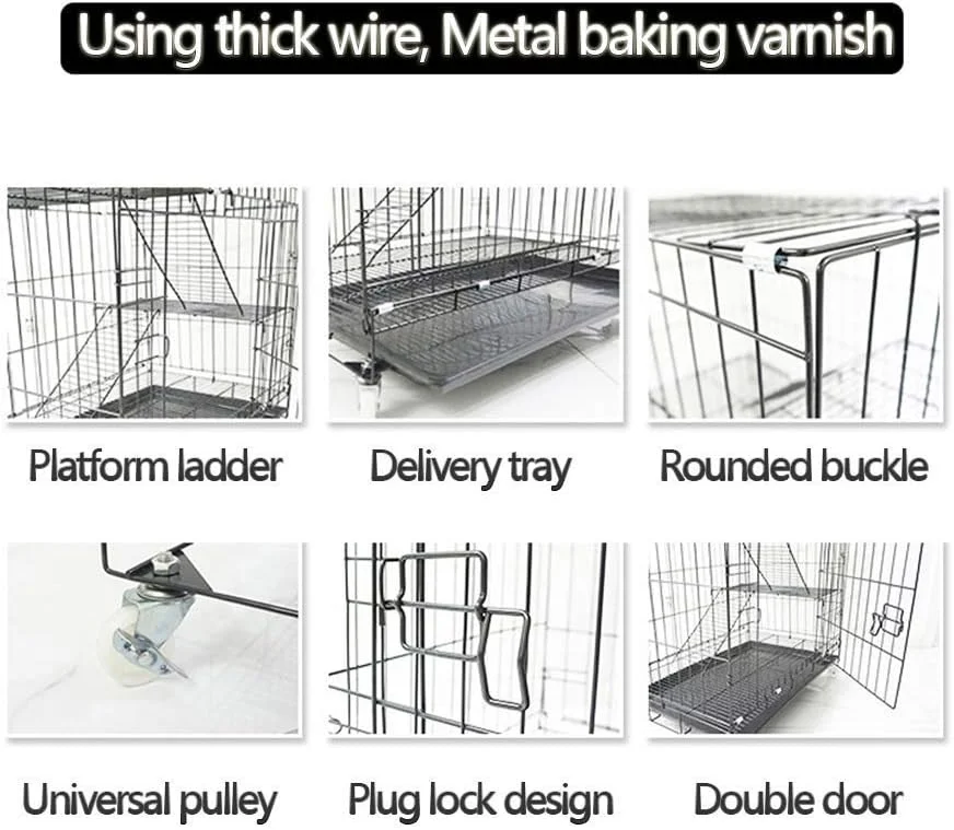 قفس گربه WYJW، حصار گربه سرپوشیده، پارک بازی توله سگ، خانه فلزی گربه با نردبان سکو، جعبه حمل و نقل، سفید، 90 * 57 * 74 سانتی متر (رنگ: آبی، اندازه: 60 * 42 * 58 سانتی متر)