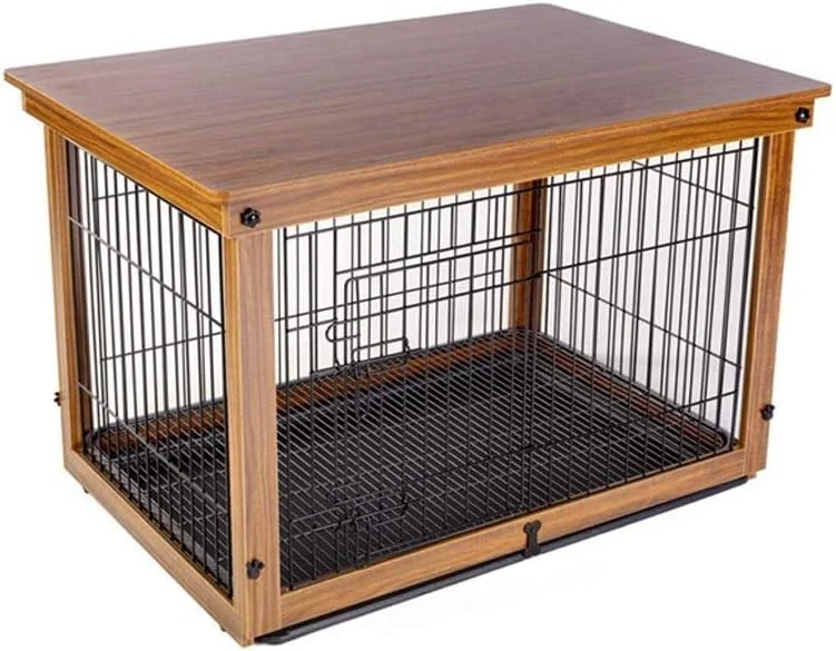 قفس سگ WYJW، حصار داخلی، قفس چوبی گربه، قفس سگ بیرونی، خانه سگ، توری نردبانی به همراه سینی ABS (سایز: S)