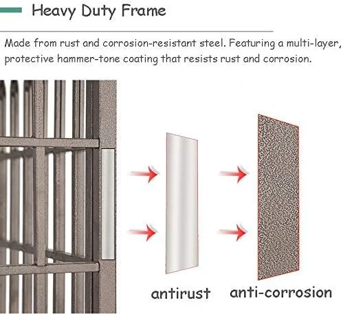 قفس سگ سنگین WYJW با چرخ و سینی - خانه حیوانات خانگی گربه فولادی بزرگ برای داخل و خارج از منزل، تحمل بار 336 کیلوگرم، 80 * 65 * 95 سانتی متر