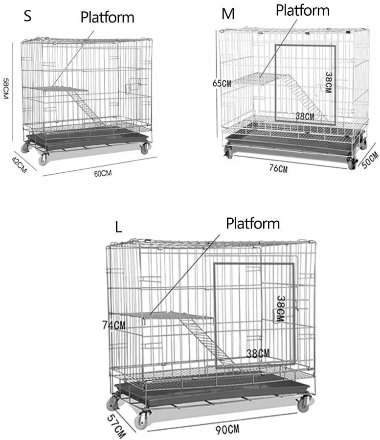 قفس گربه WYJW، حصار گربه سرپوشیده، پارک بازی توله سگ، خانه فلزی گربه با نردبان سکو، جعبه حمل و نقل، سفید، 74 * 57 * 90 سانتی متر (رنگ: صورتی، اندازه: 74 * 57 * 90 سانتی متر)