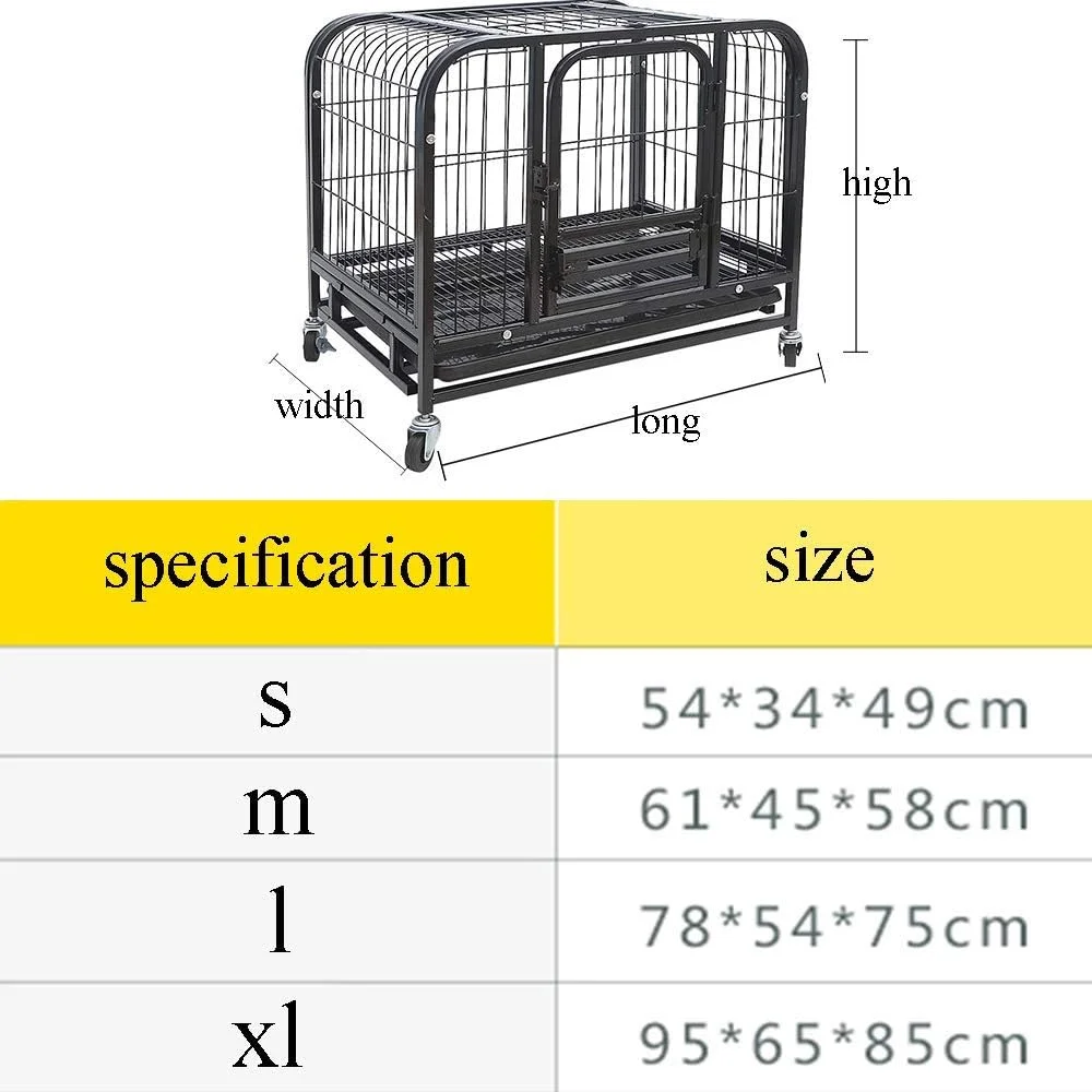 قفس سگ WYJW، قفس سگ سنگین فلزی قوی برای سگ های بزرگ، محوطه بازی حیوانات خانگی با 2 درب و 4 چرخ، 4 سایز مناسب برای حیوانات خانگی بزرگ، متوسط ​​و کوچک، L