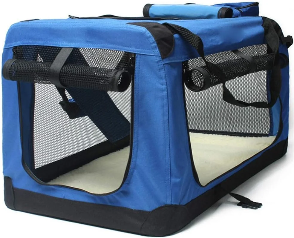 قفس تاشو سگ نرم آبی WYJW، خانه حیوانات خانگی داخلی و خارجی، باکس حمل خودرو، چمدان حیوانات خانگی (سایز: XL)