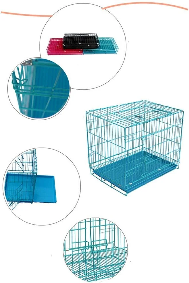 قفس فلزی تاشو سگ و گربه WYJW، قفس سگ تک درب و دو درب، قفس حمل توله سگ، محکم و ایمن، قفس حیوانات خانگی داخلی و خارجی، صورتی