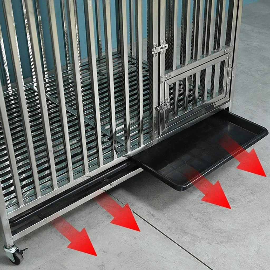 قفس سگ تاشو WYJW، خانه سگ داخلی با توالت، قفس سگ حیوان خانگی استیل ضد زنگ