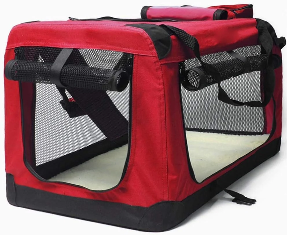 قفس تاشو سگ نرم WYJW قرمز، خانه حیوانات خانگی داخلی و خارجی، باکس حمل خودرو، کیف حمل حیوانات خانگی (سایز: XL: 95 * 65 * 65 سانتی متر)