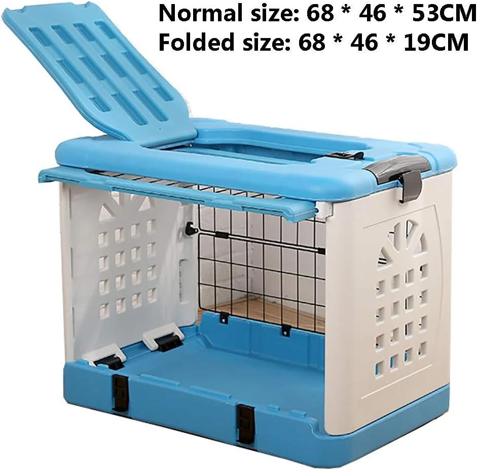 قفس سگ تاشو دو درب WYJW، باکس حمل حیوانات خانگی، قفس سگ، لانه گربه، باکس هوا، لانه سگ قابل حمل برای ماشین