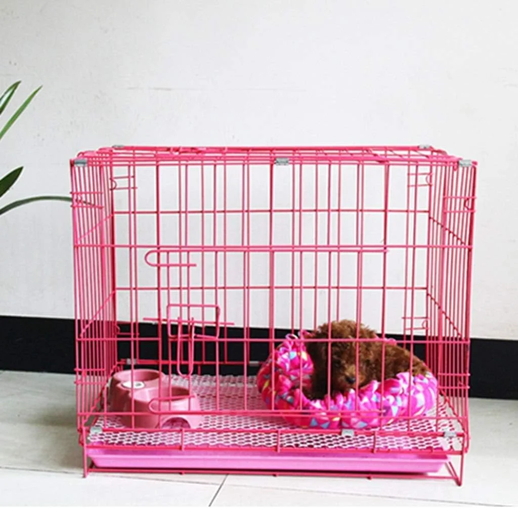 قفس سگ WYJW تاشو فلزی کاملا مجهز مناسب فضای داخلی و خارجی لوازم حیوانات خانگی (سایز: M)