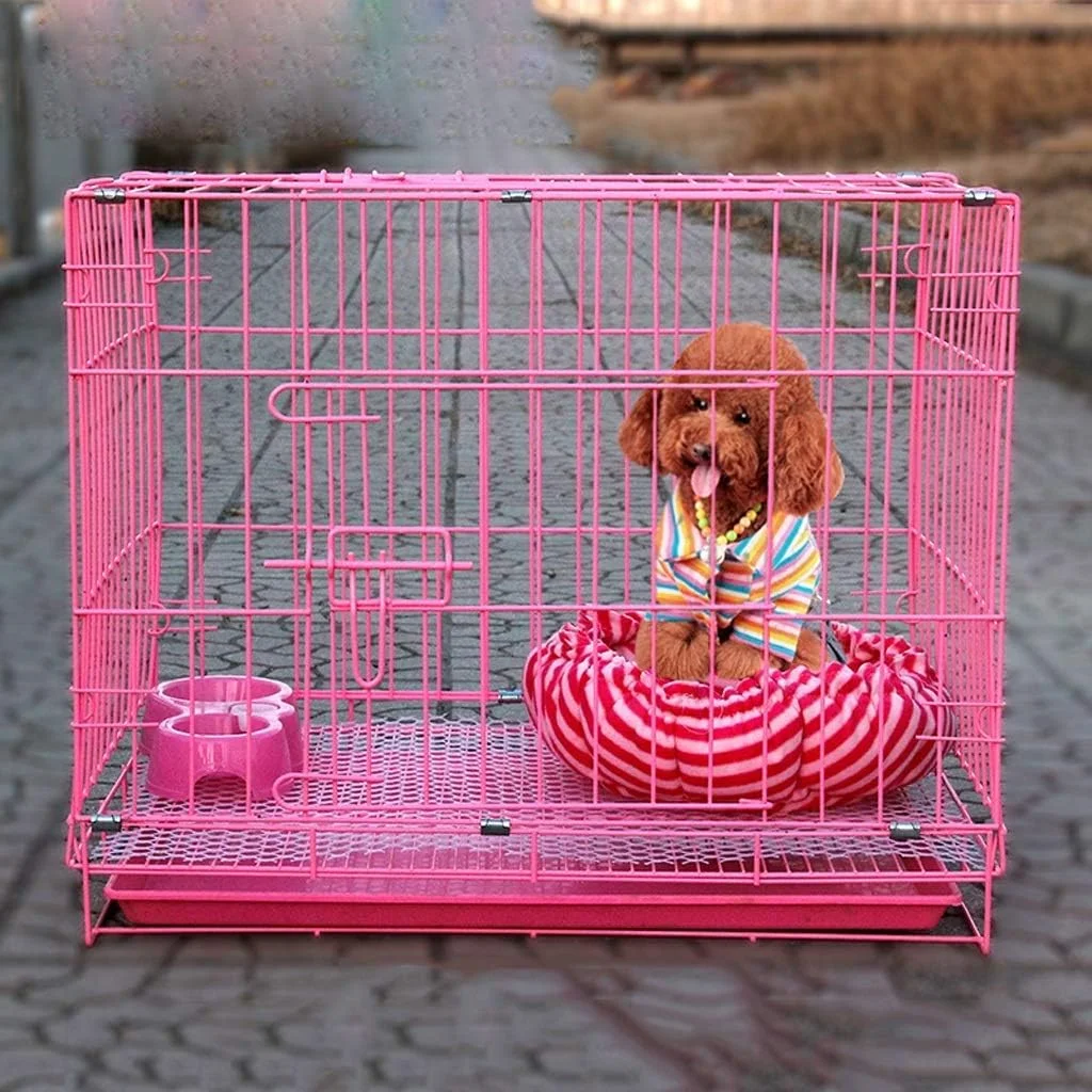 قفس سگ WYJW تاشو فلزی کاملا مجهز مناسب فضای داخلی و خارجی لوازم حیوانات خانگی (سایز: M)