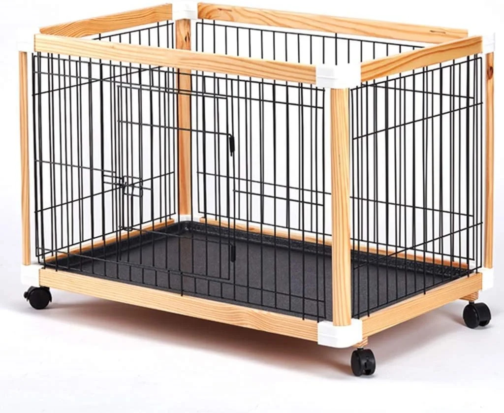 قفس بازی/محوطه بازی حیوانات خانگی WYJW با چرخ/درب/سینی، پنل جداکننده برای سگ های کوچک/متوسط/بزرگ، مناسب فضای داخلی، فضای باز، مسافرت و باغ