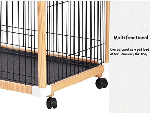قفس بازی/محوطه بازی حیوانات خانگی WYJW با چرخ/درب/سینی، پنل جداکننده برای سگ های کوچک/متوسط/بزرگ، مناسب فضای داخلی، فضای باز، مسافرت و باغ