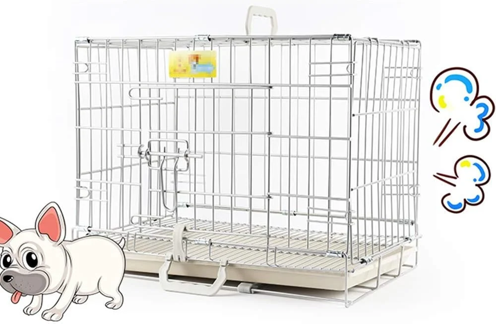 قفس سگ فلزی تاشو بزرگ WYJW با سینی پلاستیکی، قفس آموزشی تاشو برای حیوانات خانگی برای داخل و خارج از منزل، با دستگیره های حمل متحرک، سفید، XL