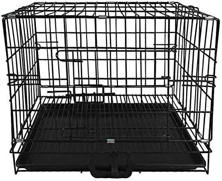 قفس سیمی رمزگذاری شده ضخیم حیوانات خانگی WYJW، قفس سگ برای سگ های کوچک، متوسط و بزرگ، تدی، مو طلایی، قفس حیوانات خانگی چند منظوره، قفس حیوانات خانگی تاشو، ساخت عالی، آرامش خاطر حیوان خانگی (مشکی) (سایز: M) (سایز: L)