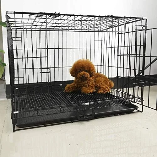 قفس سیمی رمزگذاری شده ضخیم حیوانات خانگی WYJW، قفس سگ برای سگ های کوچک، متوسط و بزرگ، تدی، مو طلایی، قفس حیوانات خانگی چند منظوره، قفس حیوانات خانگی تاشو، ساخت عالی، آرامش خاطر حیوان خانگی (مشکی) (سایز: M) (سایز: L)