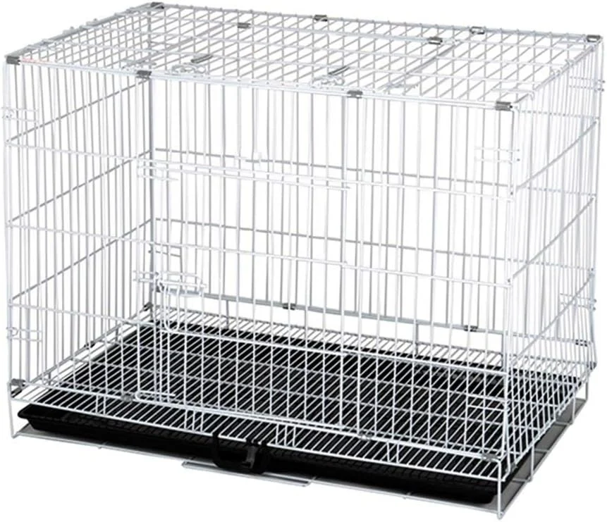 قفس سگ WYJW برای سگ های متوسط با جداکننده، فلز سفید، خانه حیوانات خانگی قابل حمل برای داخل و خارج از منزل (اندازه: کینگ (91 * 57 * 67 سانتی متر))