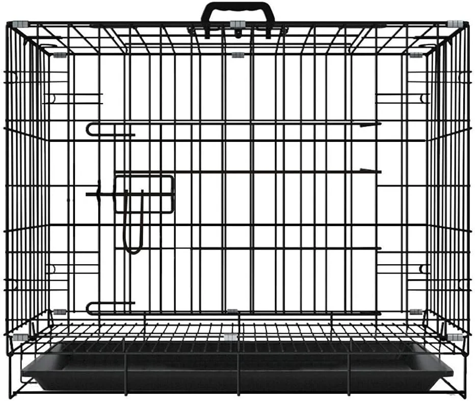 قفس سگ WYJW قفس گربه تاشو قابل حمل قفس حیوانات خانگی با صفحه جانبی بیرون با نورگیر قفس سگ مشکی 60 * 50 * 42 سانتی متر