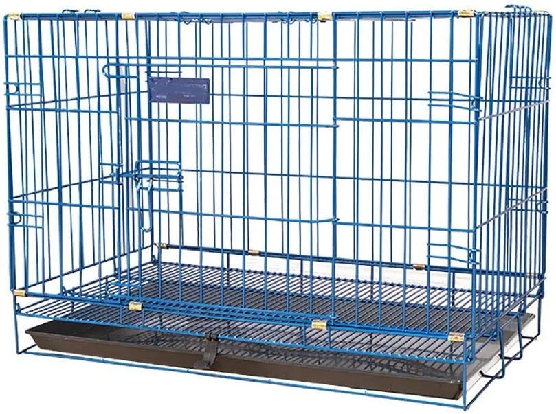 خانه تاشو لوکس سگ WYJW، قفس فلزی تک درب و دو درب سگ، خانه حیوانات خانگی بزرگ XL مناسب فضای داخلی و خارجی، با سینی فلزی مقاوم در برابر جویدن، آبی