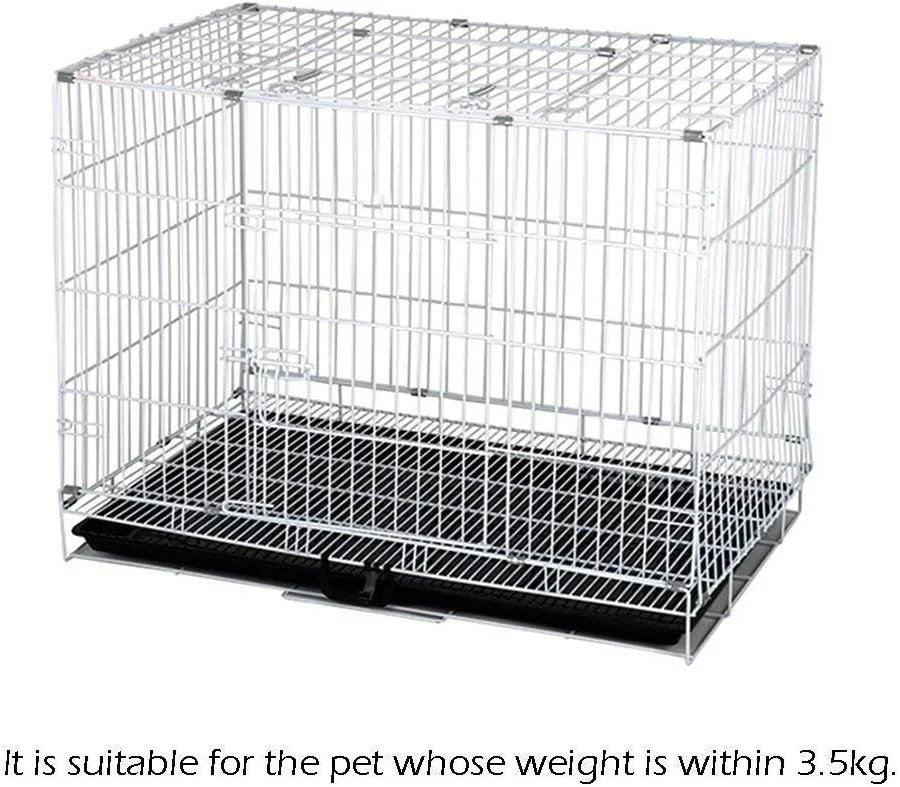 قفس سگ WYJW برای سگ های متوسط با جداکننده، فلز سفید، خانه حیوانات خانگی قابل حمل برای داخل و خارج از منزل (اندازه: کینگ (91 * 57 * 67 سانتی متر))