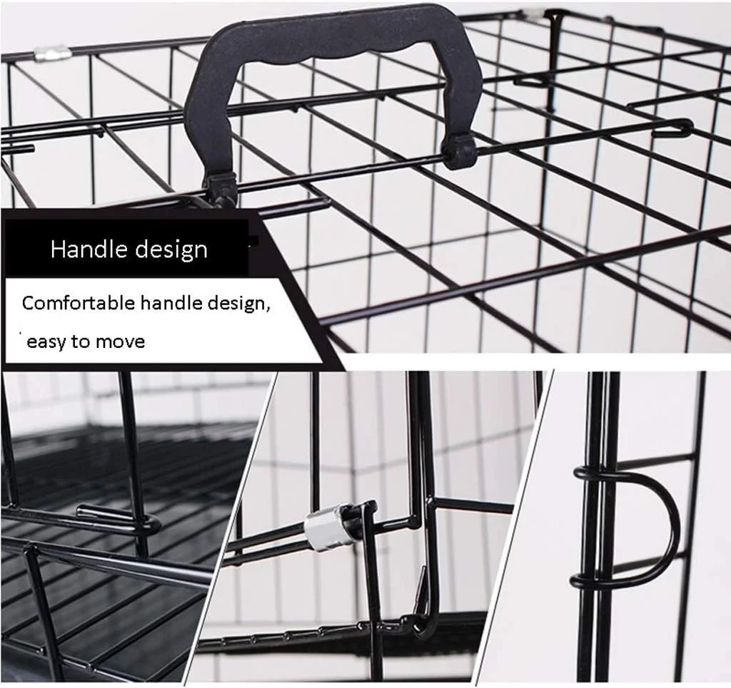 قفس سگ WYJW قفس گربه تاشو قابل حمل قفس حیوانات خانگی با صفحه جانبی بیرون با نورگیر قفس سگ مشکی 60 * 50 * 42 سانتی متر