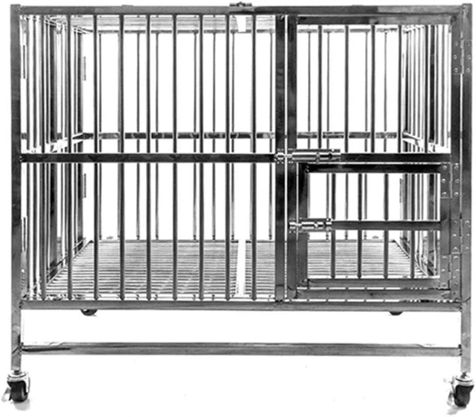 قفس سگ WYJW، قفس استیل ضد زنگ تاشو برای توله سگ با درب و قفل مناسب برای حیوانات تا وزن 20 کیلوگرم