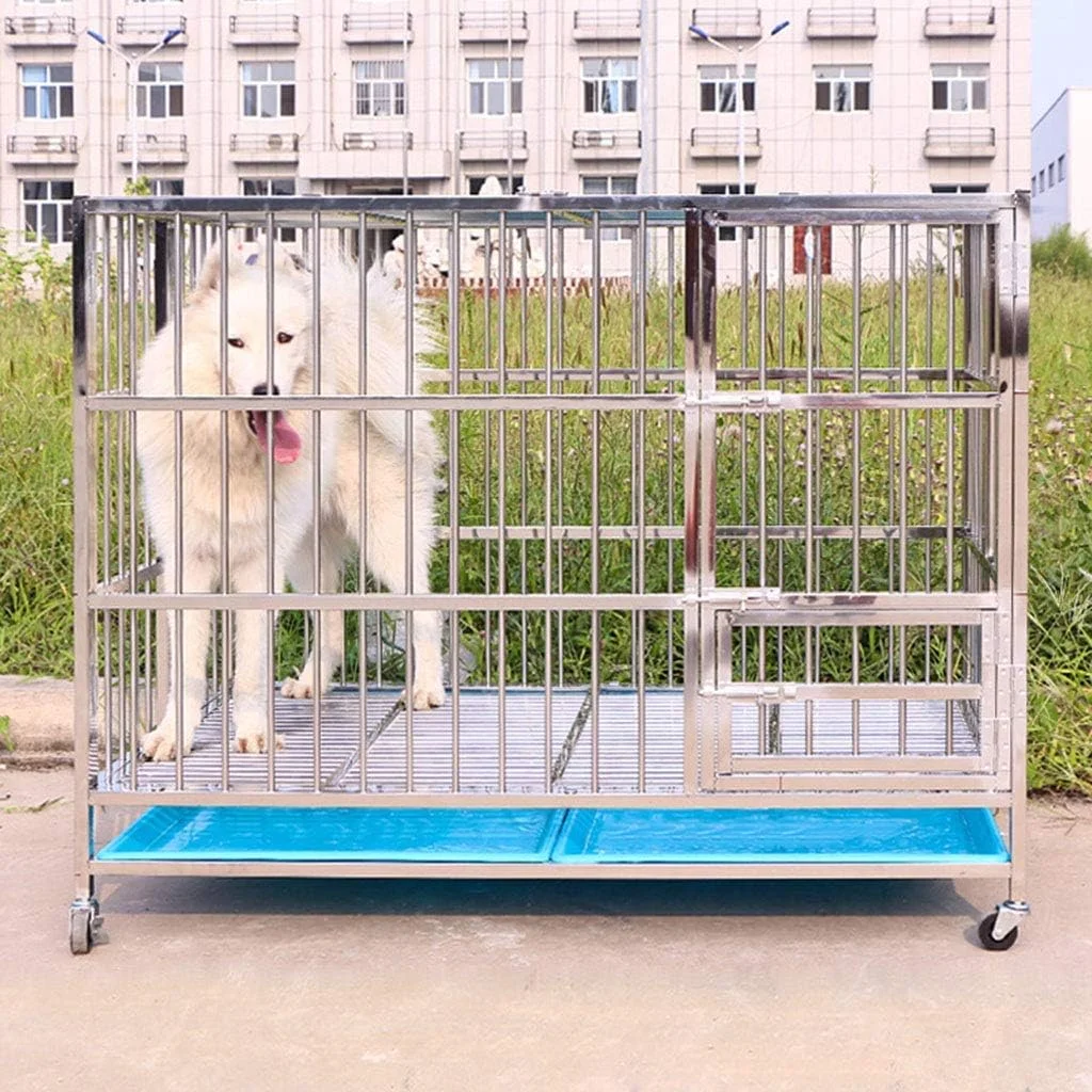 قفس سگ WYJW، قفس استیل ضد زنگ تاشو برای توله سگ با درب و قفل مناسب برای حیوانات تا وزن 20 کیلوگرم