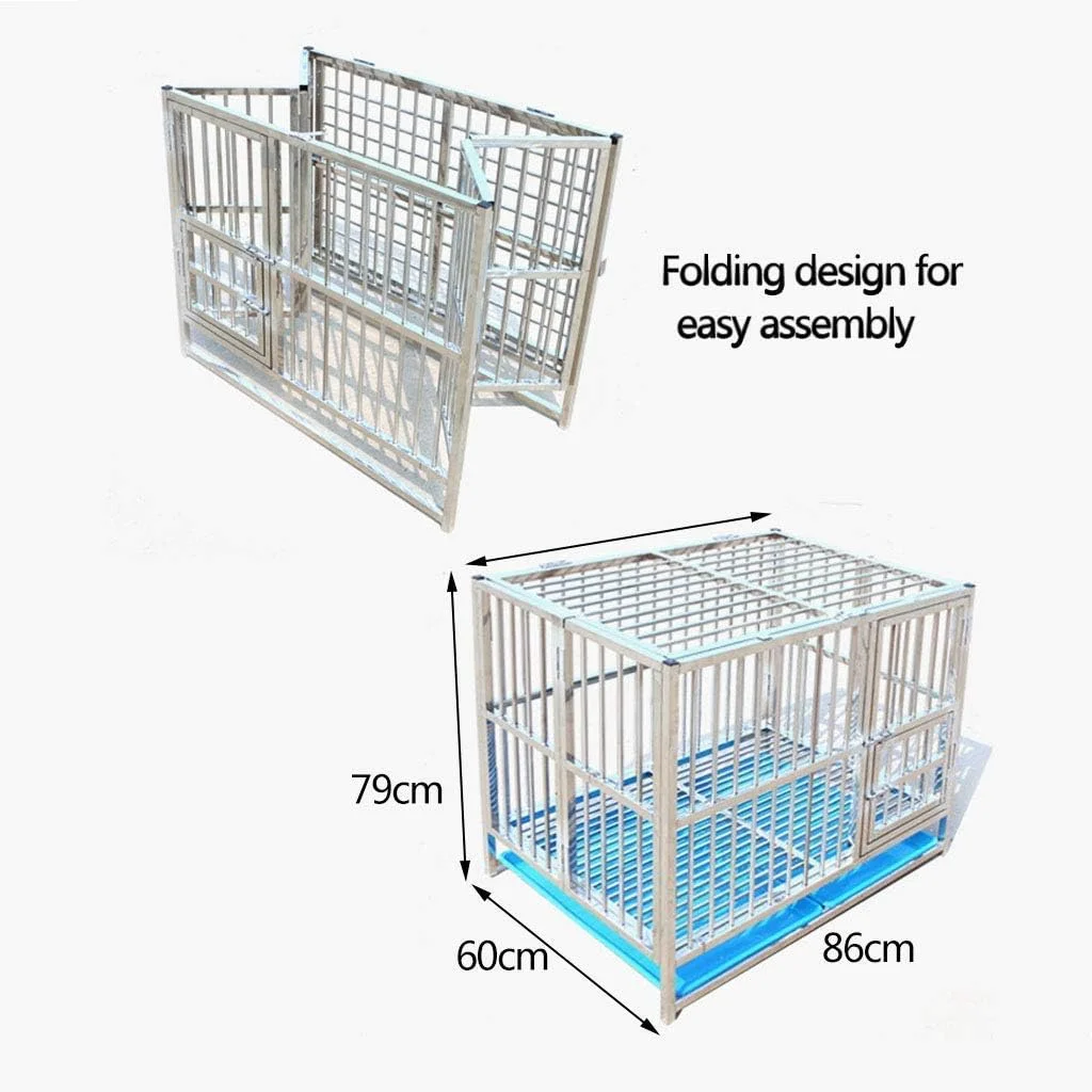 قفس سگ WYJW، قفس استیل ضد زنگ تاشو برای توله سگ با درب و قفل مناسب برای حیوانات تا وزن 20 کیلوگرم