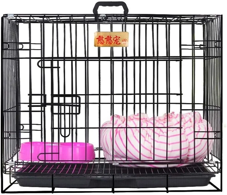 قفس سگ WYJW، قفس فلزی تاشو سگ، قفس حیوانات خانگی با درب باز و سینی، خانه ای برای حیوانات خانگی (سایز: M)