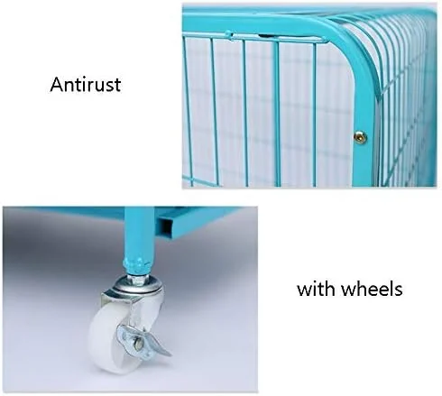 قفس سگ WYJW با چرخ - قفس فلزی سیمی حیوانات خانگی گربه با سینی پلاستیکی ABS قابل جابجایی (آبی) (اندازه: S 62 * 44 * 56 سانتی متر)