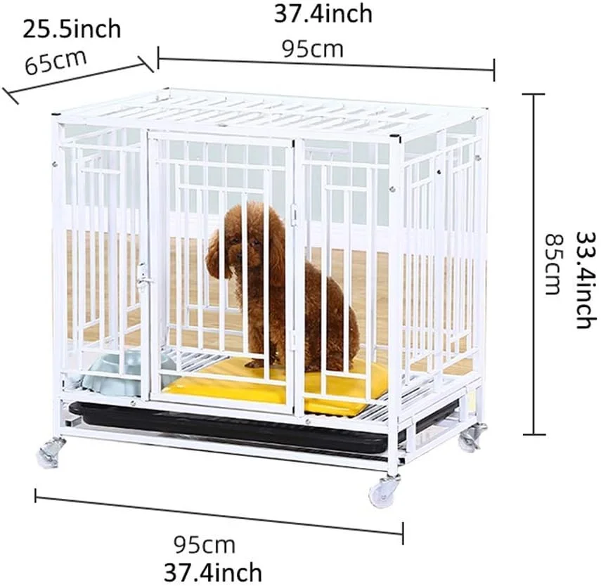 قفس سگ خانگی رنگ برنزی WYJW با توالت، حصار سگ خانگی با سینی و چرخ های جهانی ترمزدار (سایز: M)