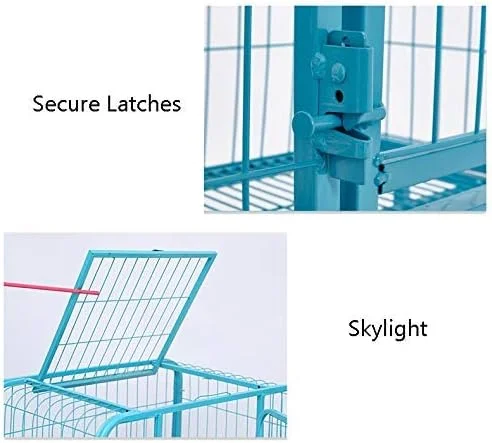 قفس سگ WYJW با چرخ - قفس فلزی سیمی حیوانات خانگی گربه با سینی پلاستیکی ABS قابل جابجایی (آبی) (اندازه: S 62 * 44 * 56 سانتی متر)