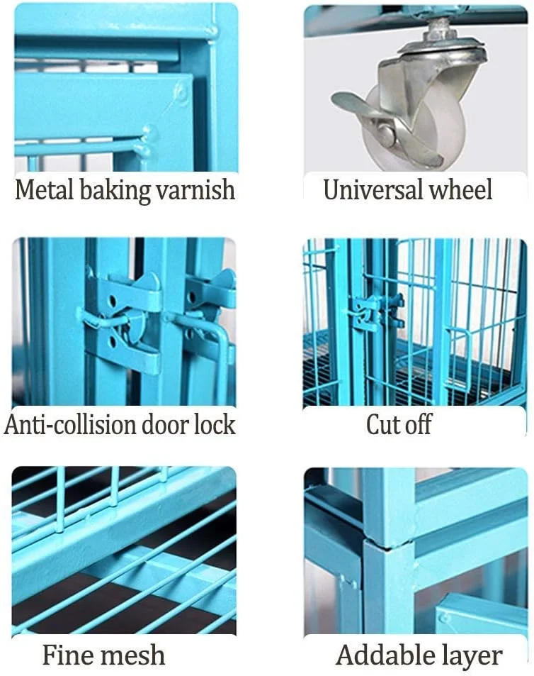 قفس سگ خانگی WYJW، قفس دو درب، باکس حمل توله سگ، قفس فلزی دو طبقه لوکس، سینی تخت، محوطه بازی حیوانات با چرخ جهانی، آبی (رنگ: آبی) قفس سگ خانگی WYJW، قفس دو درب، باکس حمل توله سگ، قفس فلزی دو طبقه لوکس، سینی تخت، محوطه بازی حیوانات با چرخ جهانی، آبی (رنگ: آبی)
