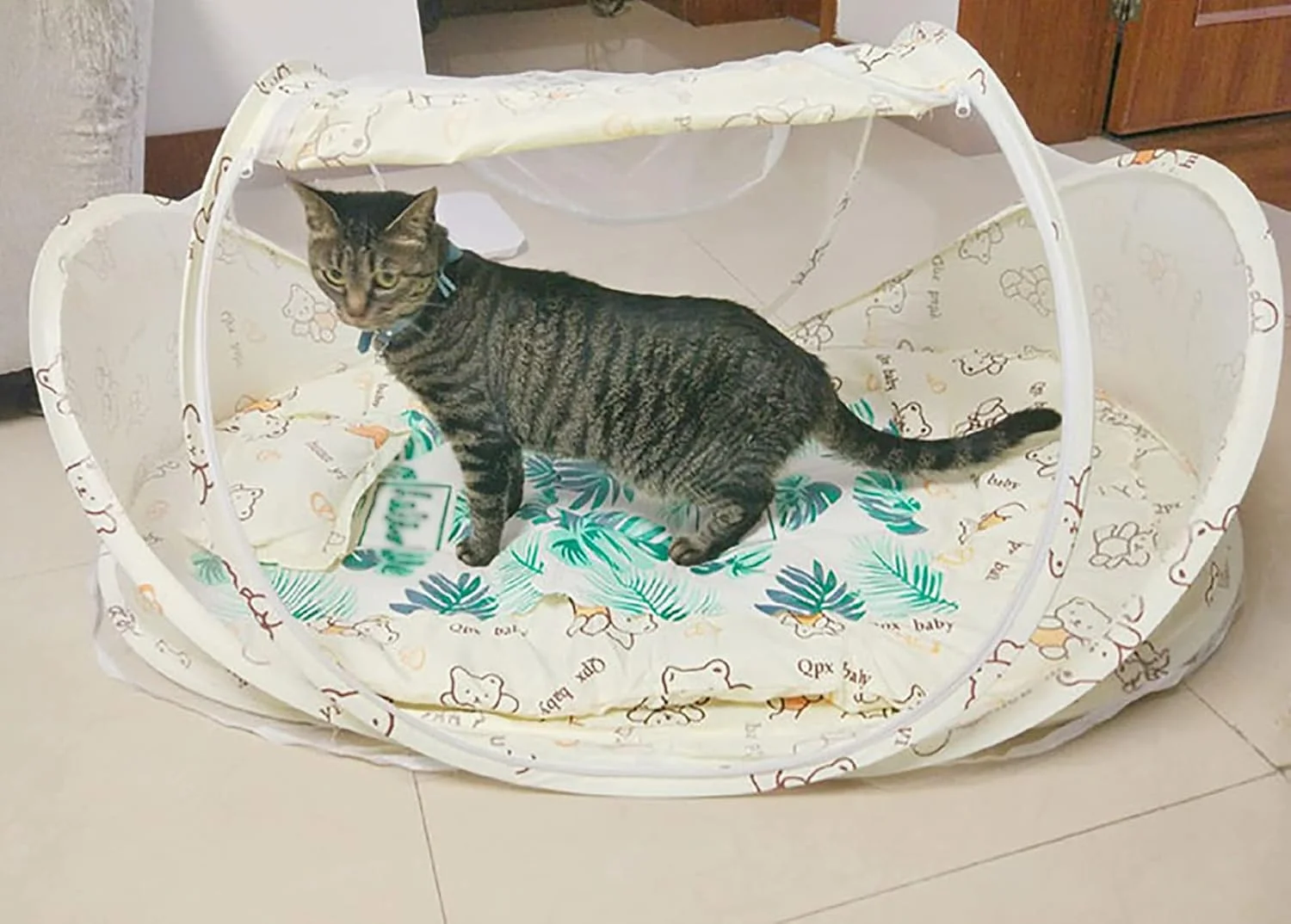 قفس بازی گربه WWART، چادر لانه تمرینی، قفس بازی قابل حمل تاشو برای توله سگ و گربه، مناسب برای استفاده در سفر در فضای داخلی و خارجی، 110x65x65 سانتی متر