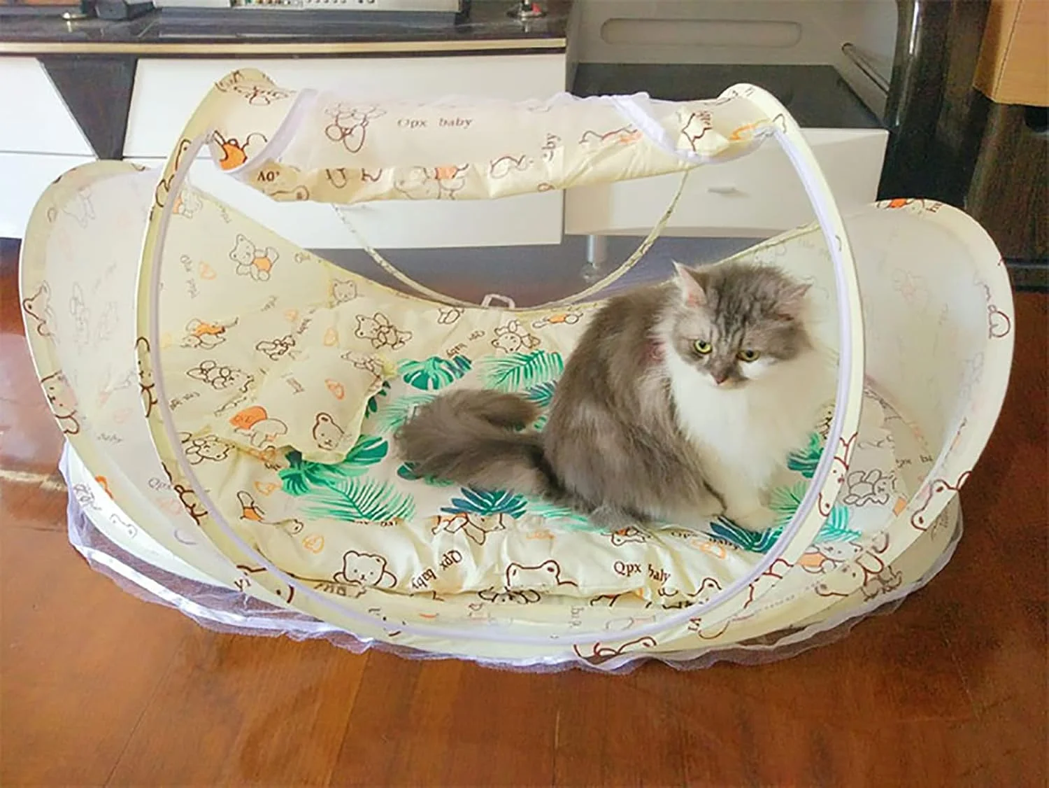 قفس بازی گربه WWART، چادر لانه تمرینی، قفس بازی قابل حمل تاشو برای توله سگ و گربه، مناسب برای استفاده در سفر در فضای داخلی و خارجی، 110x65x65 سانتی متر