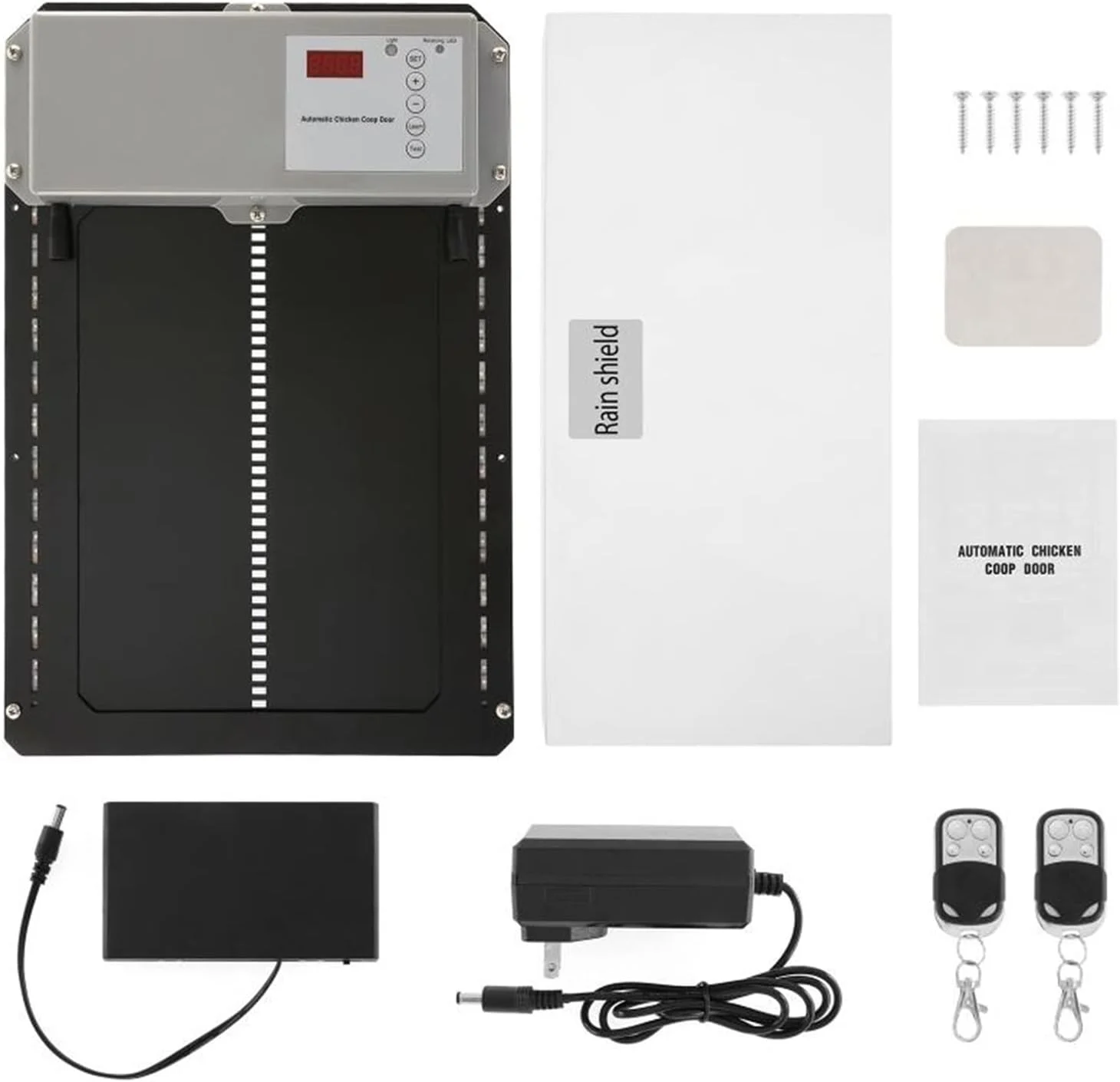 درب اتوماتیک مرغداری WWART با کنترل از راه دور 40 متری، درب اتوماتیک خانه مرغ با کنترل زمان باز شدن درب، مناسب برای مرغ، غاز، اردک، حیوانات خانگی و سگ، کیت درب بازکن برای تمیز کردن آسان