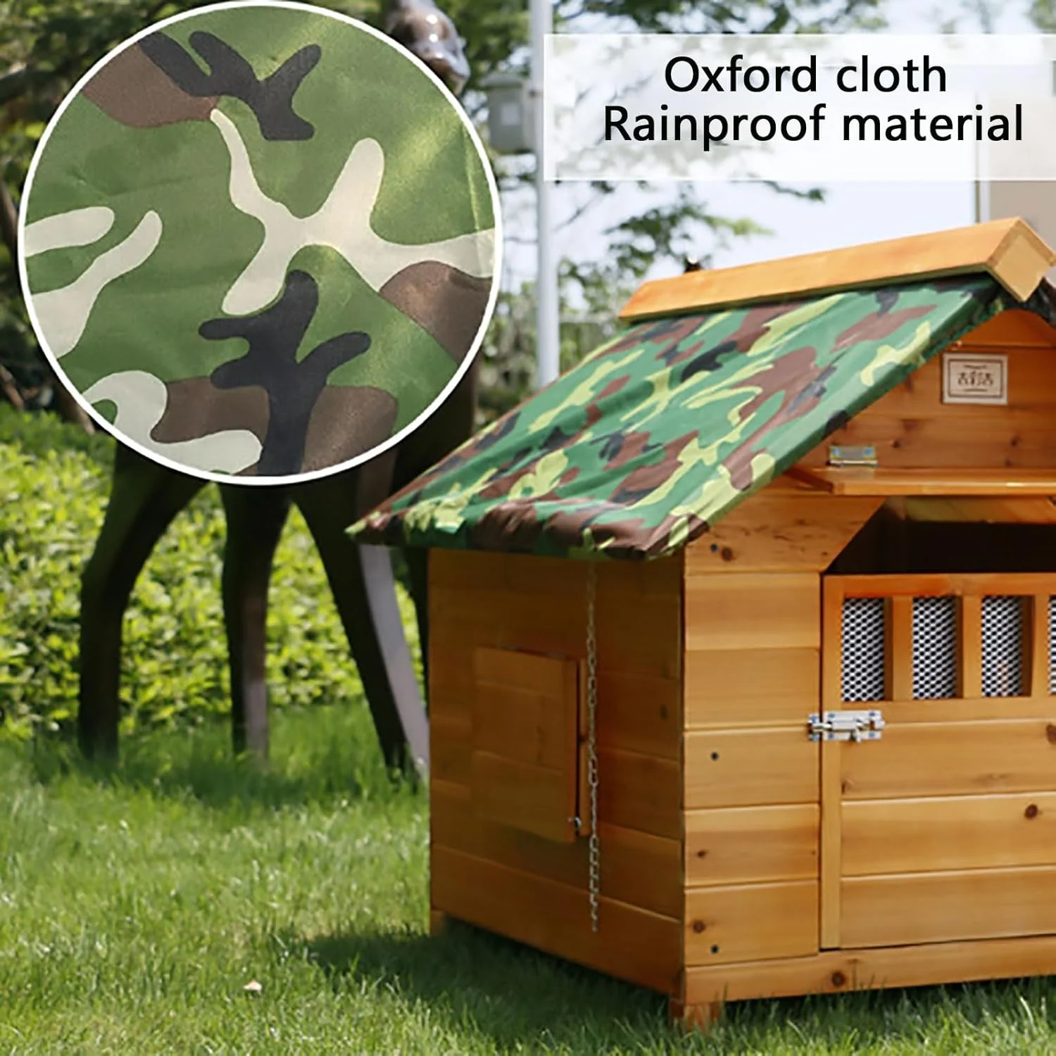 خانه سگ چوبی، قفس سگ، لانه گربه، ضد آب و قابل تنفس، مونتاژ آسان با آفتابگیر - برای سگ های کوچک، متوسط ​​و بزرگ، گربه، خرگوش، M