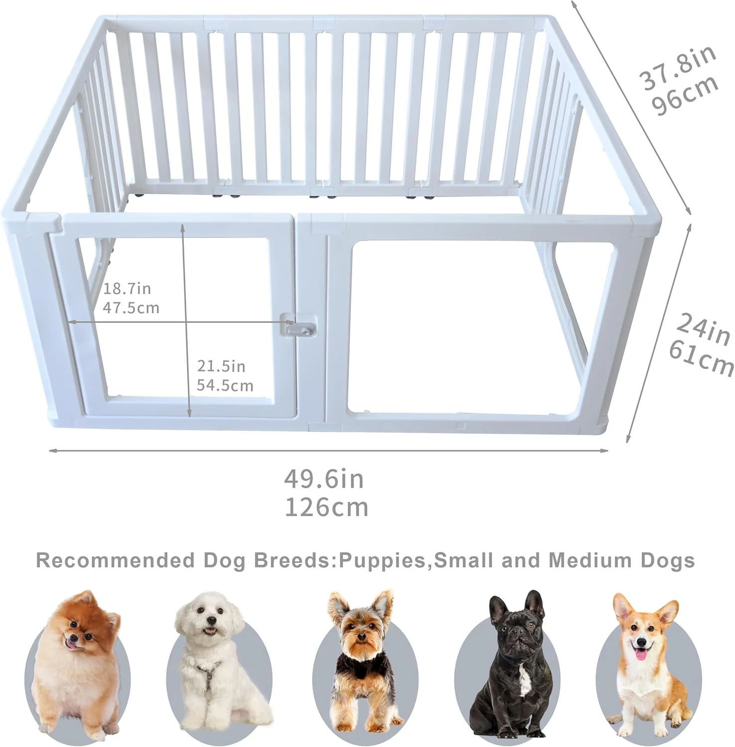 محوطه بازی حیوانات خانگی WOOQOTT با درب، محوطه بازی سگ، محوطه بازی توله سگ، دید شفاف، مونتاژ آسان، حصار ایمنی توله سگ، برای سگ های کوچک، توله سگ ها (6 پنل پلاستیکی + 4 پنل شفاف)