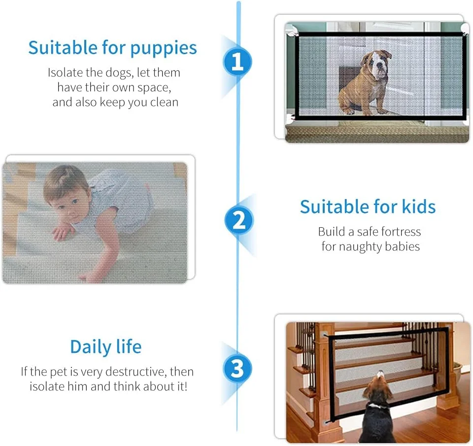 دروازه ایمنی سگ ویستینگ، حصار توری ایمن برای حیوانات خانگی، دروازه ایمنی تاشو قابل حمل برای نوزاد، نصب در هر مکان 180 * 72 سانتی متر