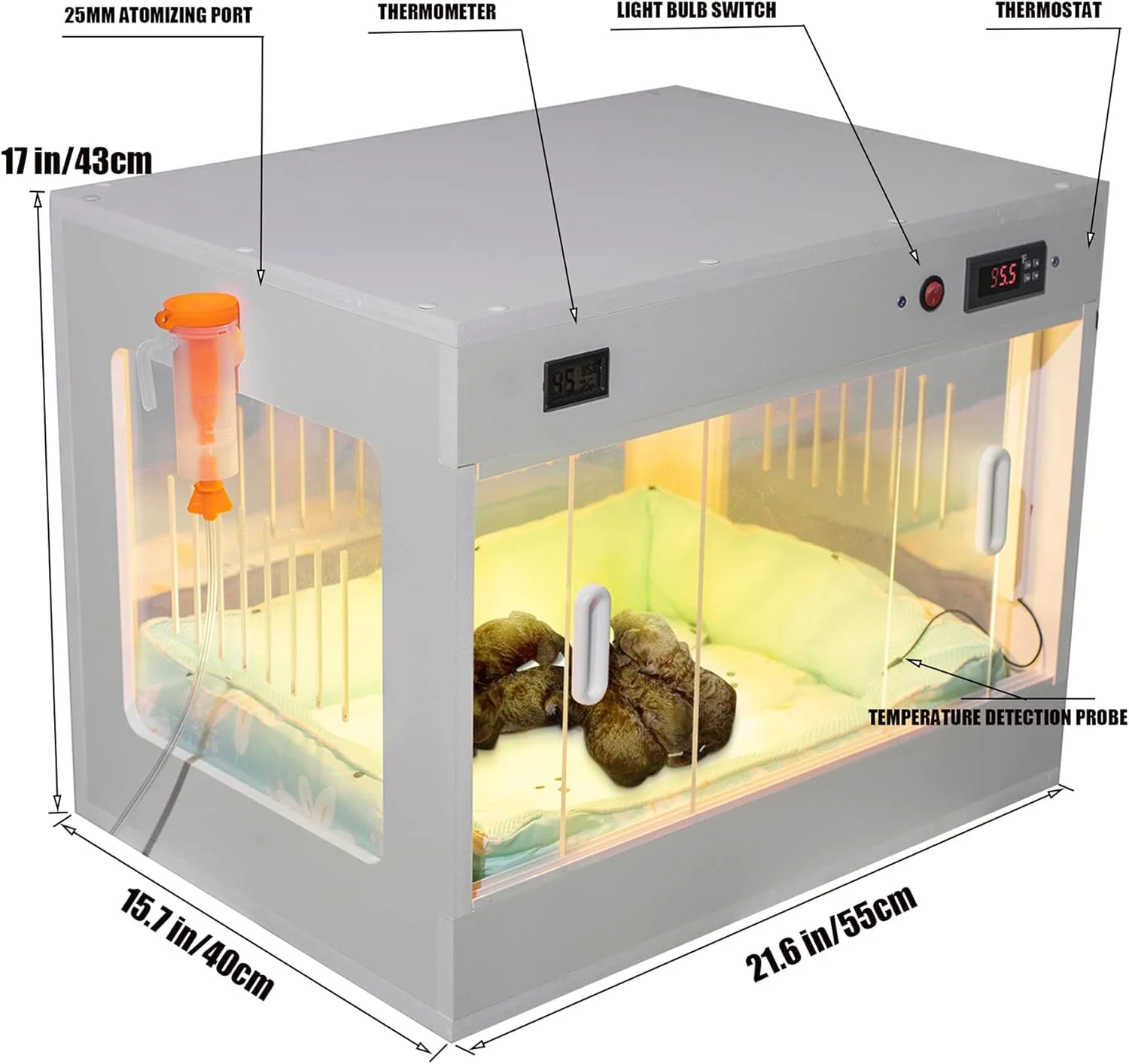 دستگاه انکوباتور هوشمند توله سگ WIONBE، باکس سگ بزرگ خانوادگی، باکس حیوانات خانگی آزمایشگاهی، وسایل ضروری توله سگ، باکس سگ