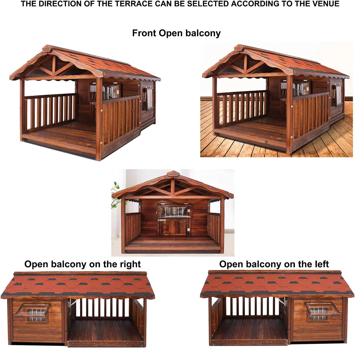 خانه سگ چوبی، خانه سگ بسیار بزرگ با در برای استفاده در داخل و خارج از منزل، فضای باز با ایوان، لانه سگ به سبک کلبه چوبی، با محوطه حصار و صفحه زیرین قابل کشیدن، تمیز کردن آسان، L