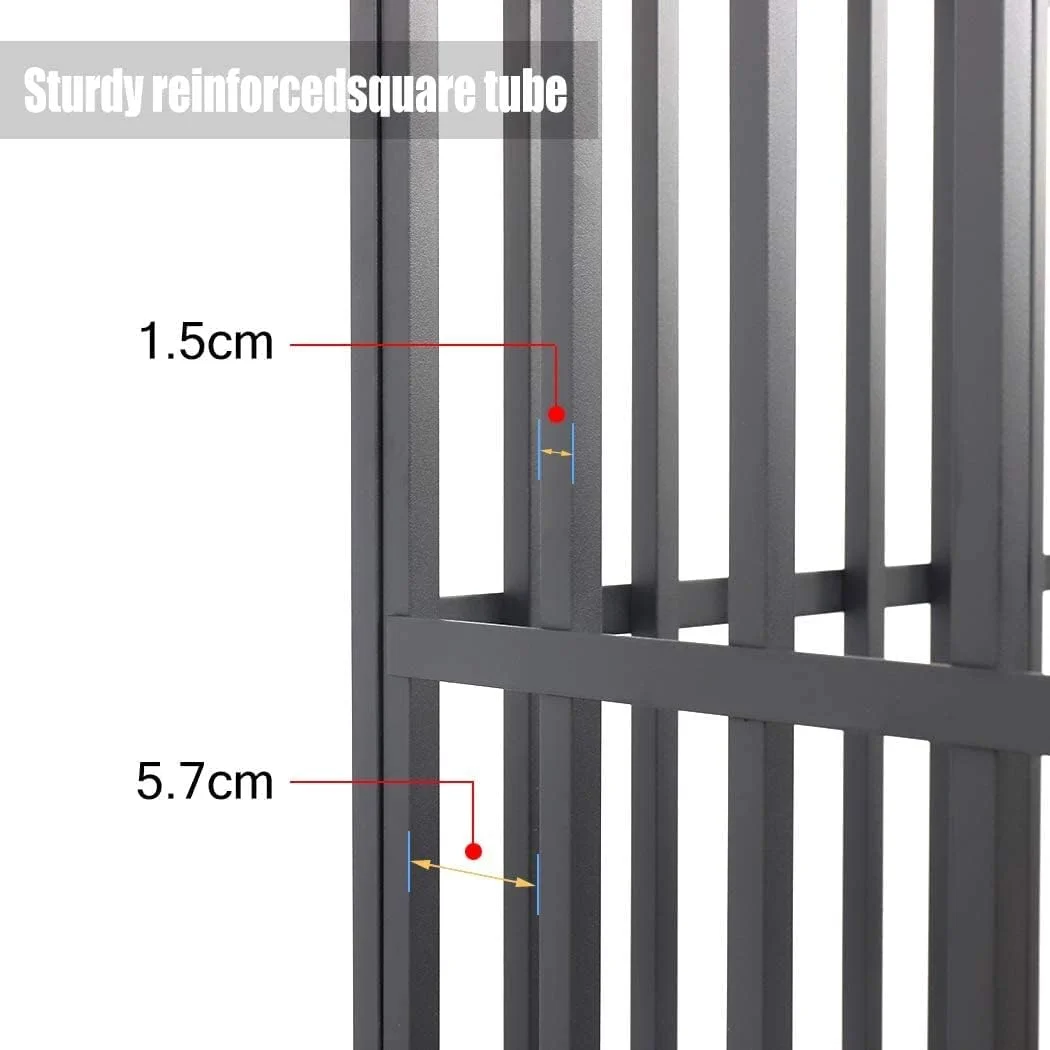 قفس سگ سنگین Wisfor: خانه پیتبول، قفس بزرگ سگ از جنس لوله مربعی مقاوم در برابر پارگی، خانه بزرگ سگ، باکس حمل و نقل سگ، قفس متحرک حیوانات خانگی با 2 قفل ضد فرار و سینی پلاستیکی
