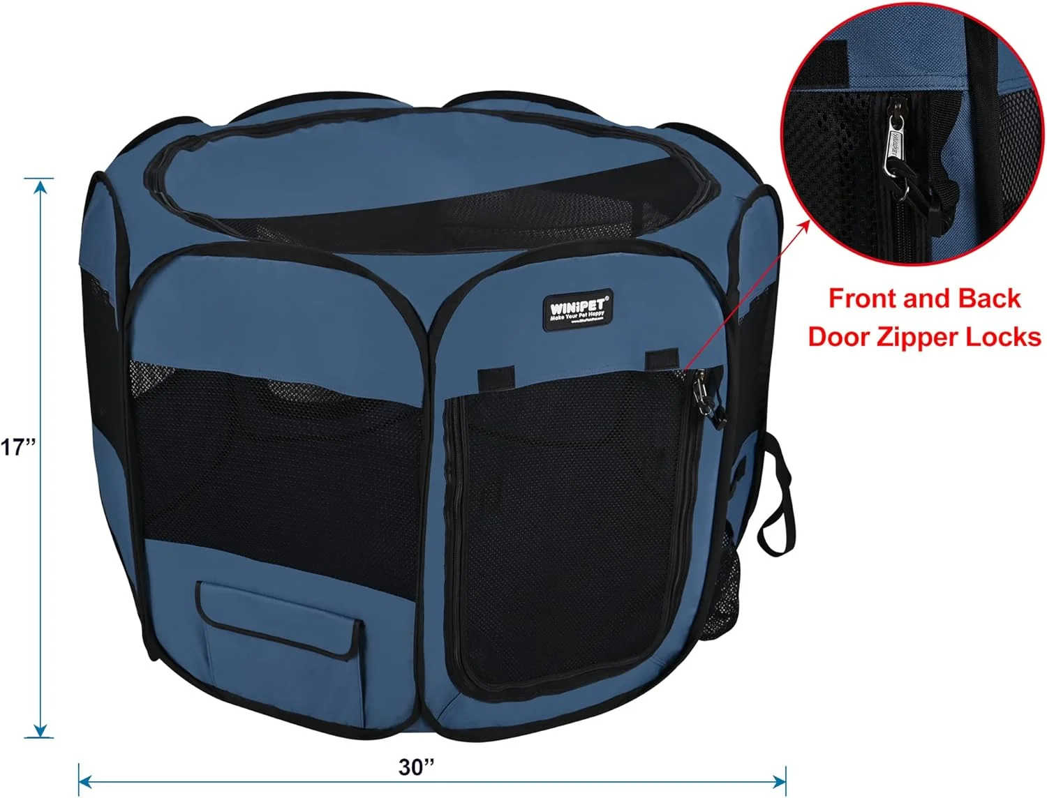 محوطه بازی تاشو نرم حیوانات خانگی دو درب Winipet، به همراه کیف حمل و کاسه سیلیکونی درجه غذایی، محوطه بازی قابل حمل سگ و گربه در 10 اندازه و 12 رنگ، محوطه تمرین، خانه حیوانات خانگی داخلی و خارجی