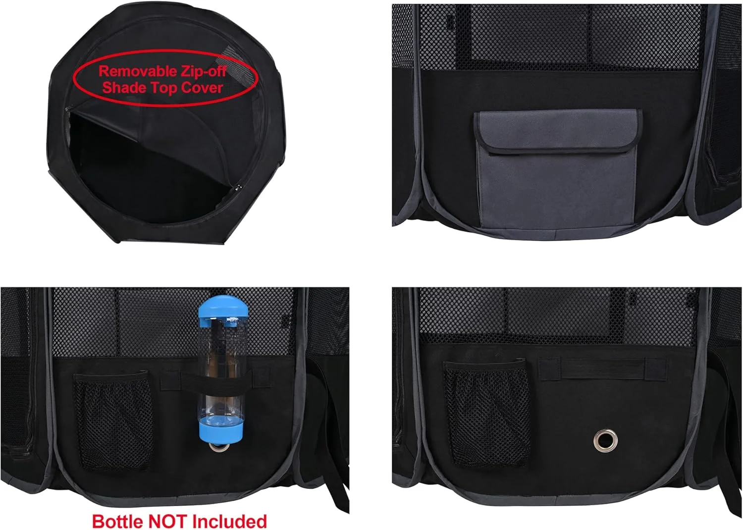 محوطه بازی تاشو نرم حیوانات خانگی Winipet با 2 درب، به همراه کیف حمل و کاسه سیلیکونی با درجه غذایی، محوطه بازی قابل حمل سگ و گربه در 10 اندازه و 12 رنگ، محوطه تمرین، خانه حیوانات خانگی داخلی و خارجی