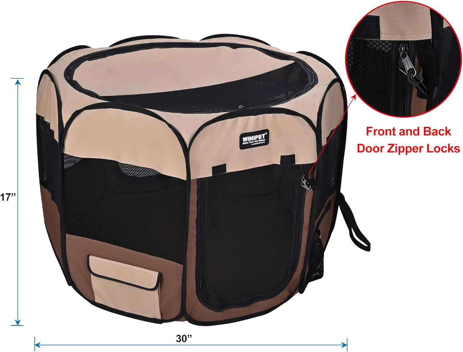 محوطه بازی تاشو نرم حیوانات خانگی دو درب Winipet، به همراه کیف حمل و کاسه سیلیکونی با درجه غذایی، محوطه بازی قابل حمل سگ و گربه در 10 اندازه و 12 رنگ، محوطه تمرین، خانه حیوانات خانگی داخلی و خارجی