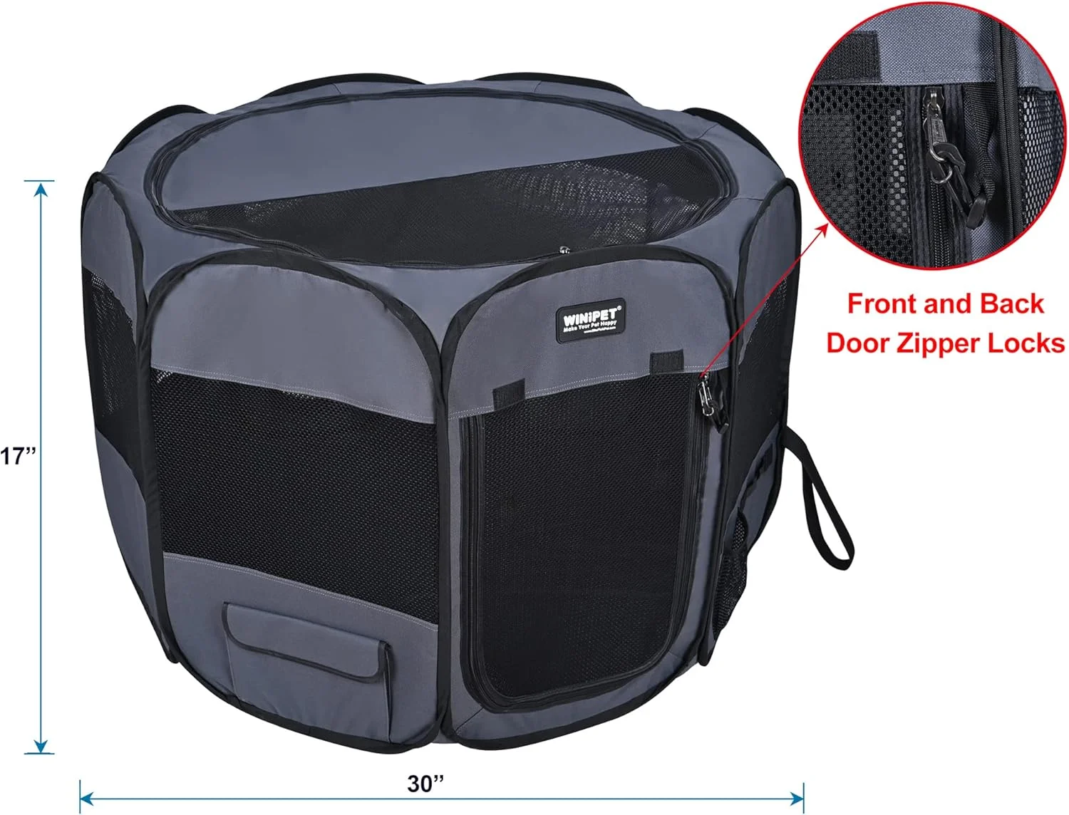 محوطه بازی تاشو نرم حیوانات خانگی دو درب Winipet، به همراه کیف حمل و کاسه سیلیکونی با درجه غذایی، محوطه بازی قابل حمل سگ و گربه در 10 اندازه و 12 رنگ، محوطه تمرین، خانه حیوانات خانگی داخلی و خارجی