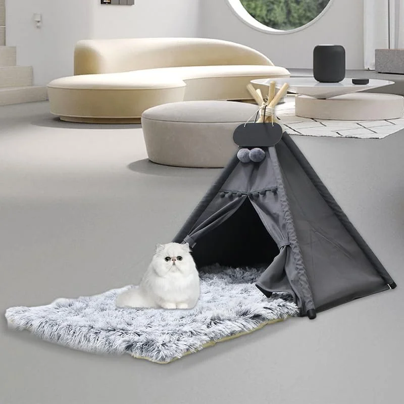 چادر تیپی Whiwhi برای حیوانات خانگی به همراه تشک مخمل خواب دار سگ، چادر لوکس سگ، قابل جدا شدن و شستشو، چادرهای حیوانات خانگی، تخت خواب قابل حمل حیوانات خانگی، تخت خواب چند منظوره سگ، چادر گربه، 50 x 50 x 60 سانتی متر چادر تیپی Whiwhi برای حیوانات خانگی به همراه تشک مخمل خواب دار سگ، چادر لوکس سگ، قابل جدا شدن و شستشو، چادرهای حیوانات خانگی، تخت خواب قابل حمل حیوانات خانگی، تخت خواب چند منظوره سگ، چادر گربه، 50 x 50 x 60 سانتی متر