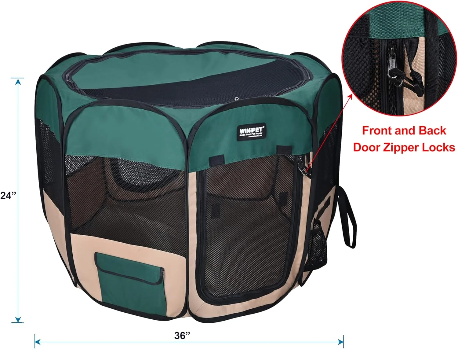 محوطه بازی تاشو نرم حیوانات خانگی دو درب Winipet، به همراه کیف حمل و کاسه سیلیکونی با درجه غذایی، محوطه بازی قابل حمل سگ و گربه در 10 اندازه و 12 رنگ، محوطه تمرین، خانه حیوانات خانگی داخلی و خارجی